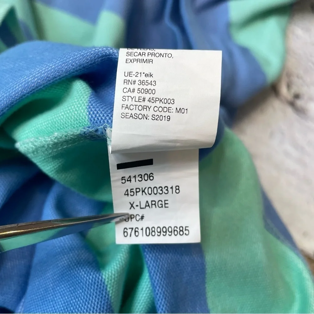 IZOD Men’s Advantage Performance Stretch Polo Shirt Size XL Blue‎ Green Striped